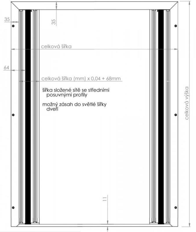 dveřní plisé síť  - šířka do 2000mm / oboustranné stahování